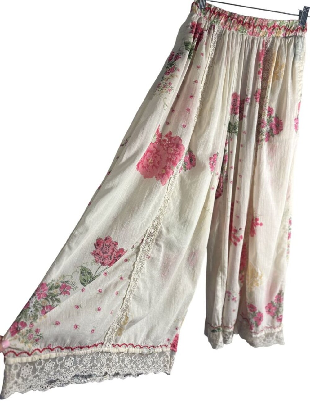 Intimately Free People Vintage Floral Lounge Pants With Lace Hem Elastic Waist - Picture 4 of 16